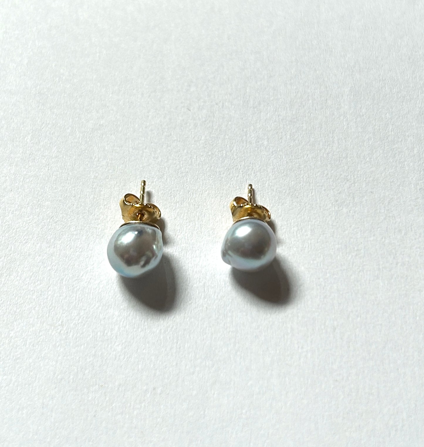 Gump's Baroque Blue Akoya Pearl Earrings