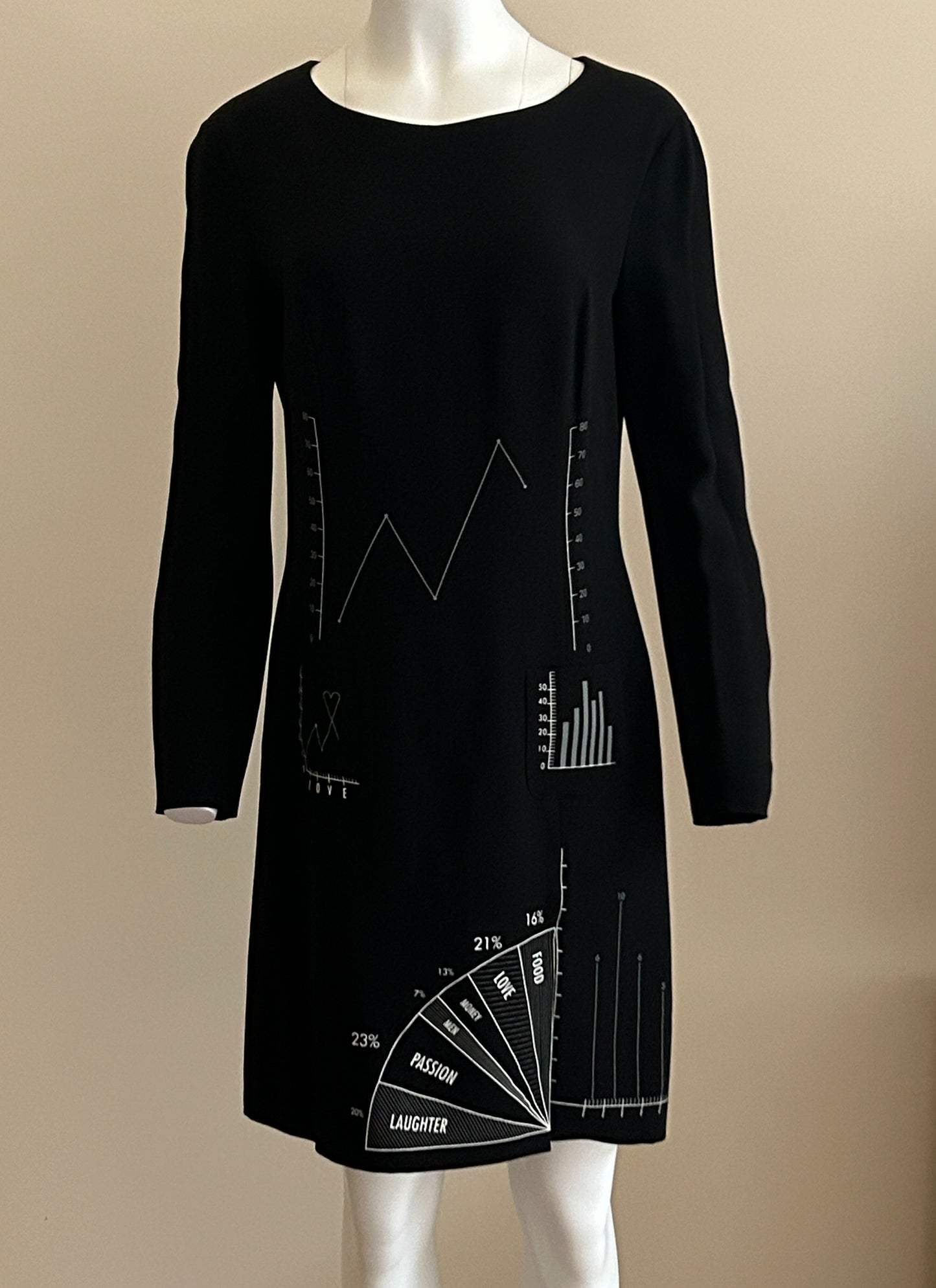 1990s Moschino Cheap & Chic Charts & Graphs of Love Dress