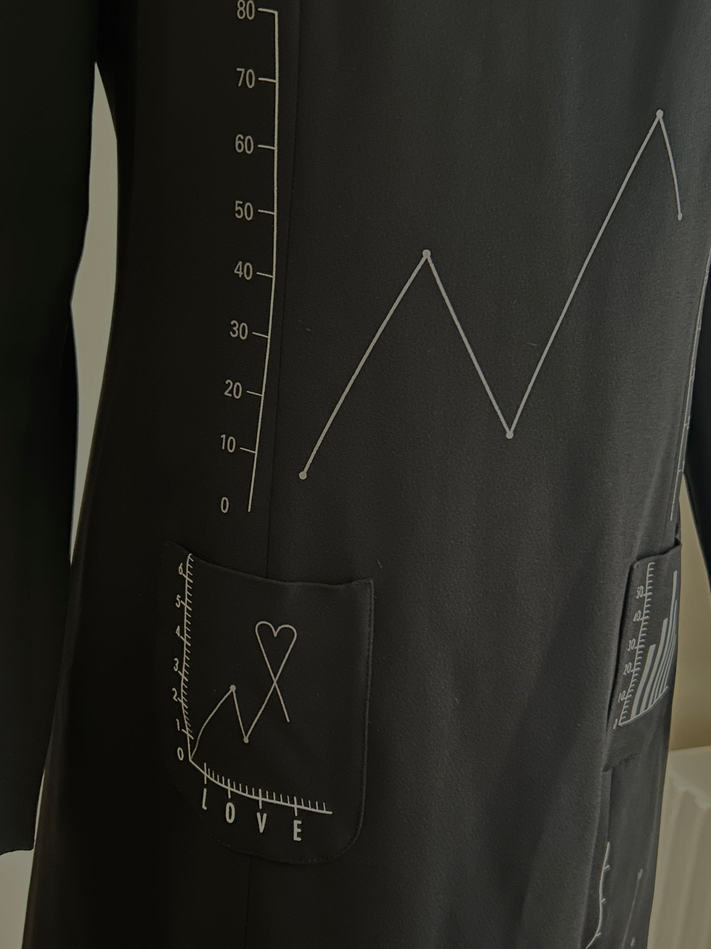 1990s Moschino Cheap & Chic Charts & Graphs of Love Dress