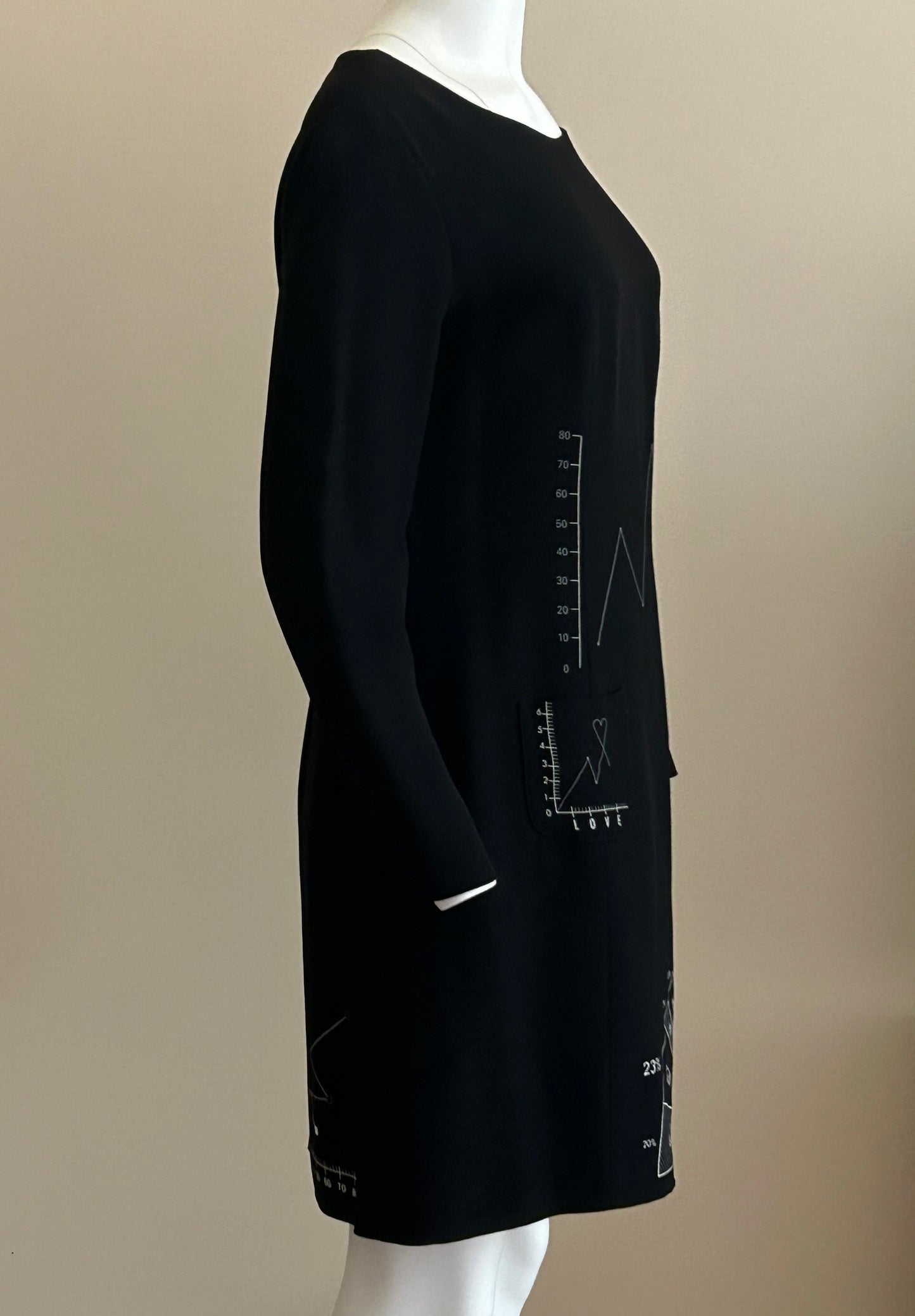1990s Moschino Cheap & Chic Charts & Graphs of Love Dress