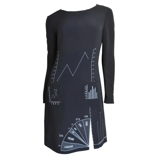 1990s Moschino Cheap & Chic Charts & Graphs of Love Dress