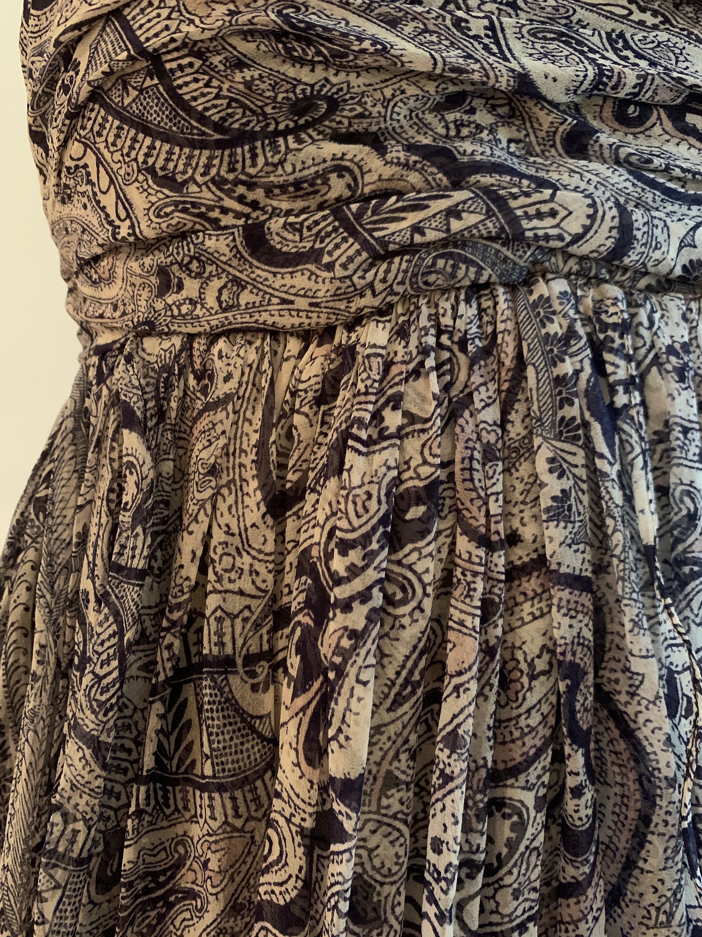 Unworn 2008 Alexander McQueen Blue Paisley Silk Chiffon Dress