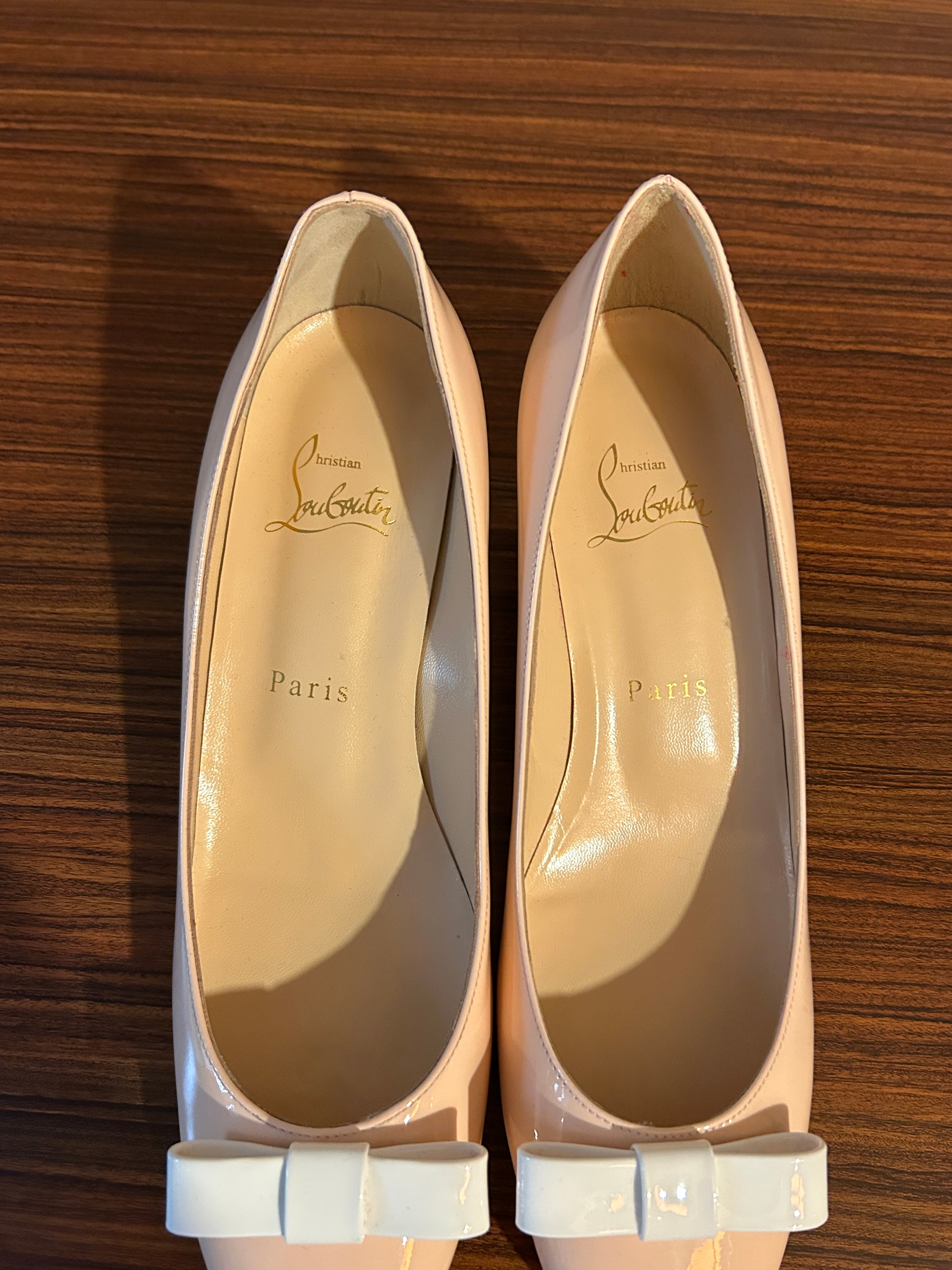 New Christian Louboutin Pink Zerlisixty Pump with Gold & Clear 